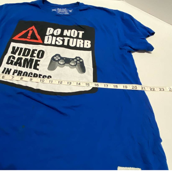 Video Game Shirt Men's Large Blue Do Not Disturb Graphic Tee Short Sleeve - Picture 4 of 5